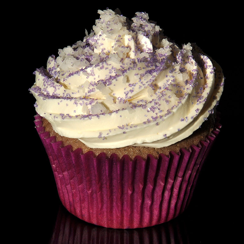 Purple sweet potato cupcakes with coconut pastry cream filling and coconut buttercream<br>December 4