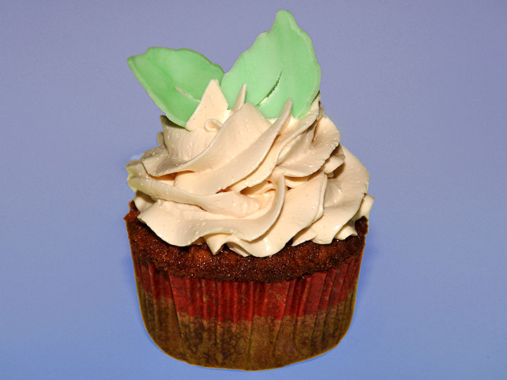 Apple with brown sugar icing and fondant leaves<br>January 2, 2011
