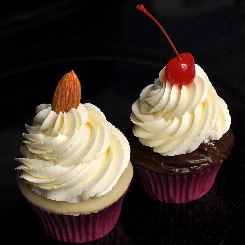 Almond cake, marzipan, and almond buttercream <i>(triple almond!)</i><br>Almond with cherry filling, dark chocolate ganache, and almond buttercream<br>October 12