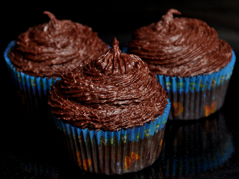 Coconut flour cupcakes with chocolate ganache frosting<br>November 1