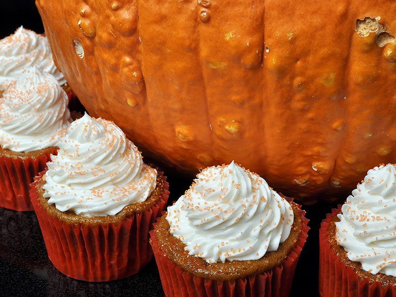 Impossible Pumpkin Pie Cupcakes<br>November 4<br>Top photo concept by Tim