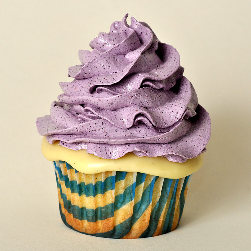 Vanilla with blueberry filling, white chocolate ganache, and blueberry buttercream<br>February 18